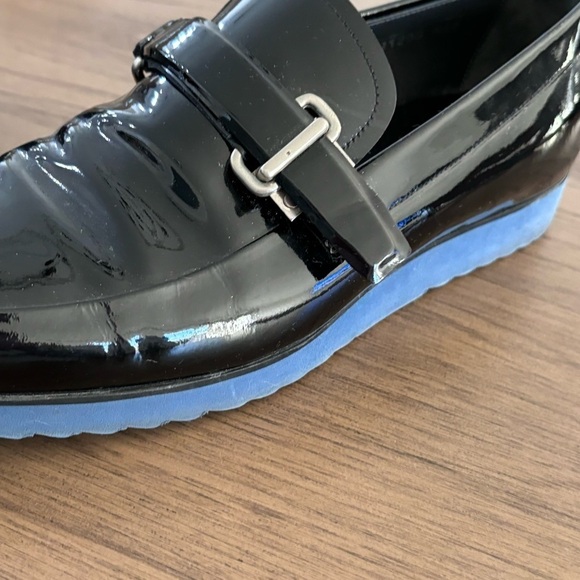 Ron Tomson Black Patent Leather Loafers Blue Soles Size 40 - Picture 7 of 9